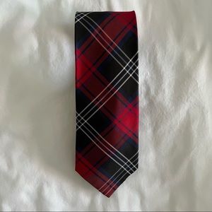 All Silk Red, Black and Navy Tartan Tie by Nautica